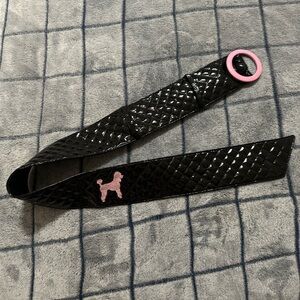 Black Quilted Belt with Pink Poodle Accent